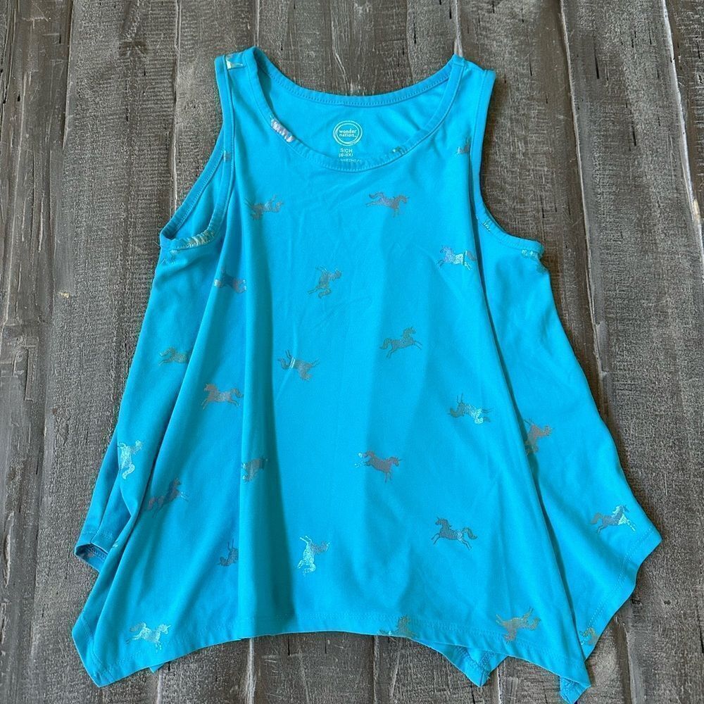 Unicorn Blue Girls Wonder Nation Tank Top S